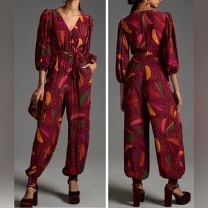 Anthropologie x Farm Rio Printed Wrap Balloon Leg Jumpsuit, Size XS